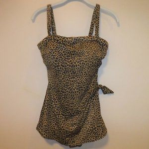 Paradise Bay Leopard Animal Print Sarong Retro Pin Up Style Swim Suit Womens 14